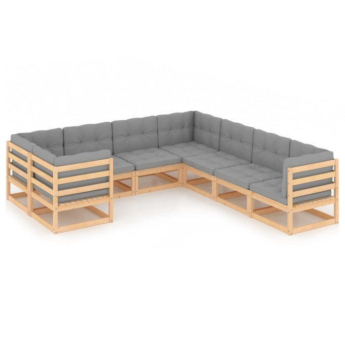 Set mobilier de grădină din 8 piese, lemn masiv de pin WALTI