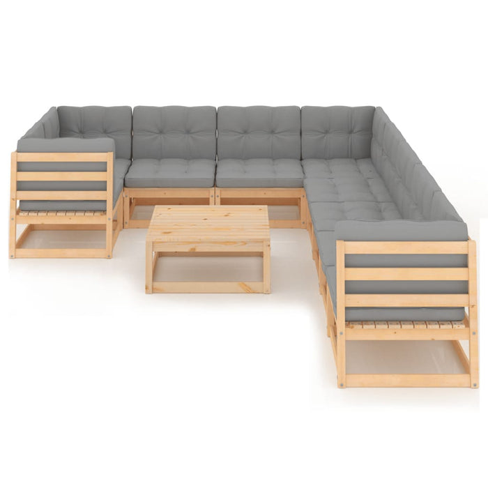 Set mobilier grădină cu perne, 10 piese, lemn masiv de pin WALTI