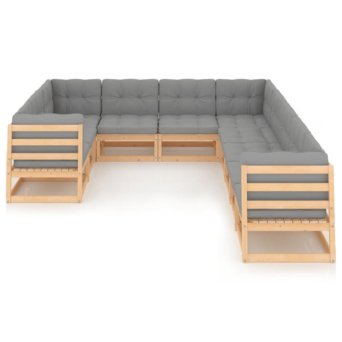Set mobilier grădină cu perne, 10 piese, lemn masiv de pin WALTI