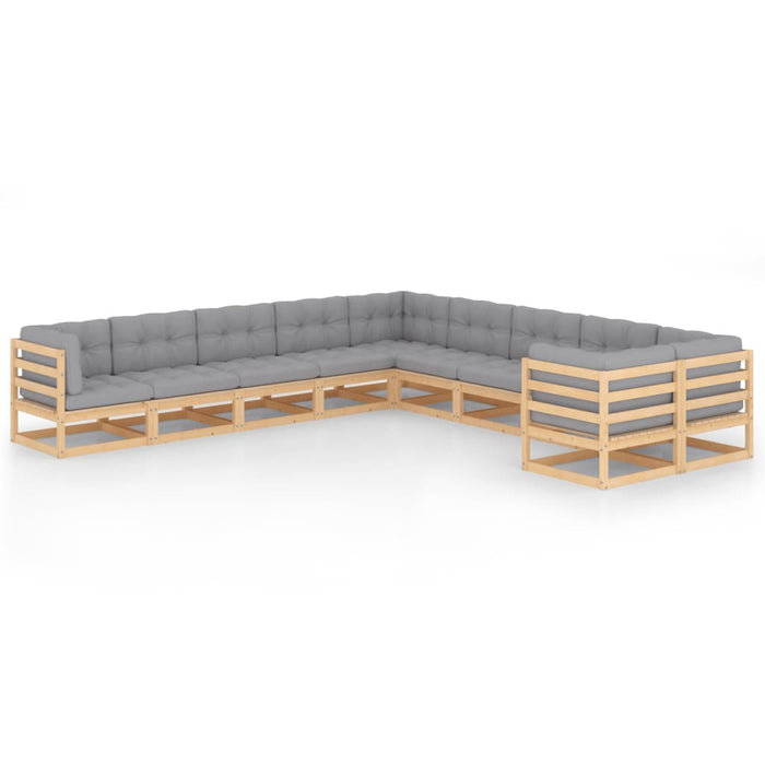 Set mobilier grădină cu perne, 10 piese, lemn masiv de pin WALTI