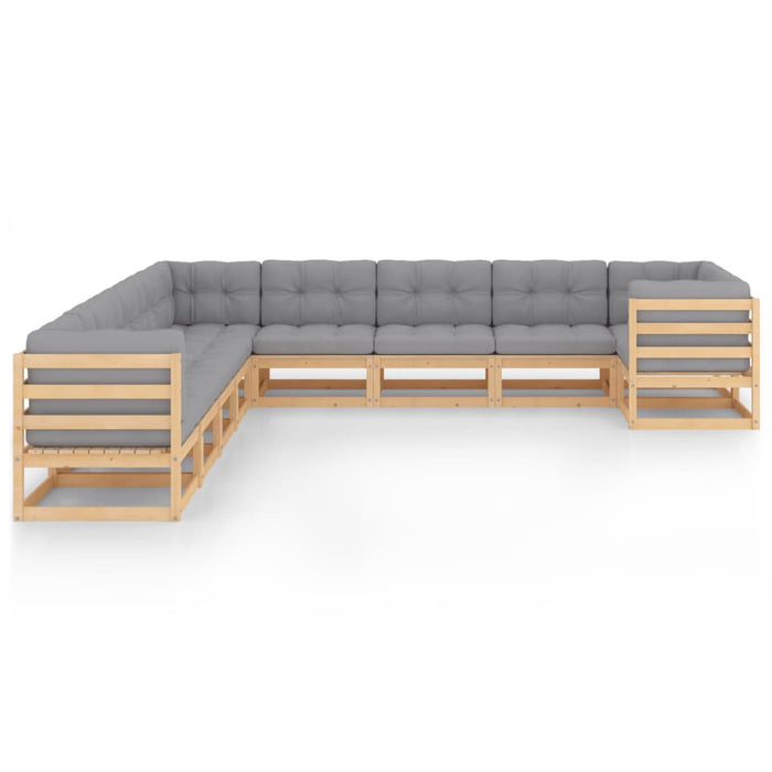 Set mobilier grădină cu perne, 10 piese, lemn masiv de pin WALTI