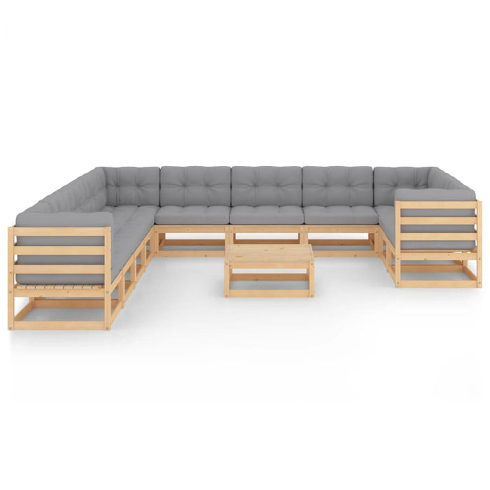Set mobilier de grădină cu perne, 12 piese, lemn masiv de pin WALTI