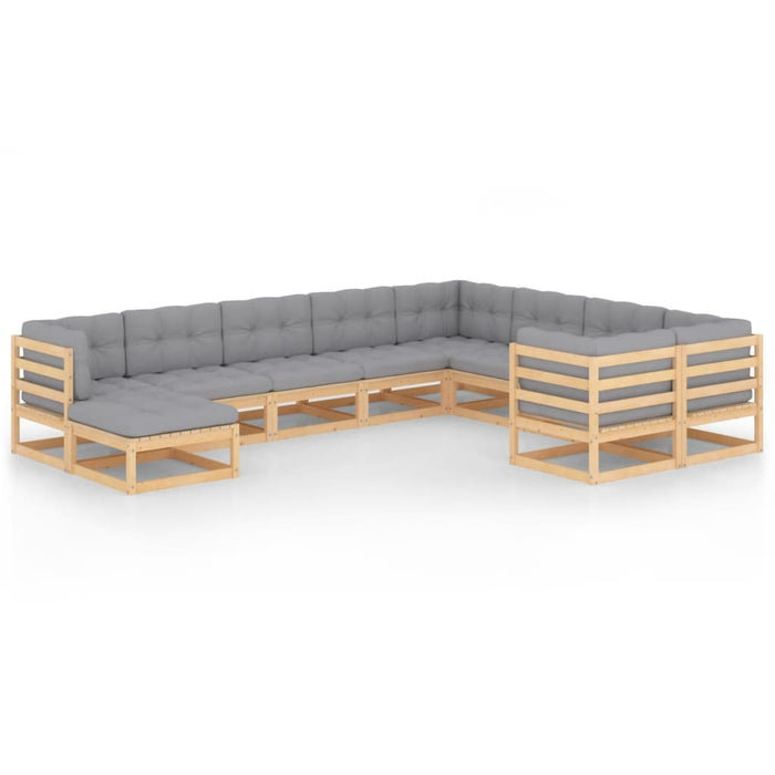 Set mobilier grădină cu perne, 10 piese, lemn masiv de pin WALTI