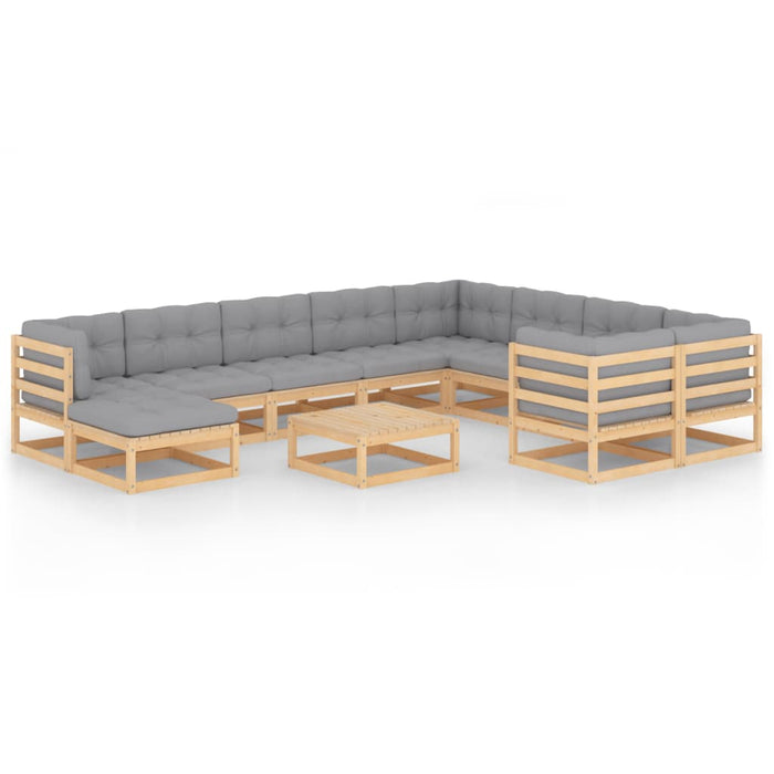 Set mobilier grădină cu perne, 11 piese, lemn masiv de pin WALTI