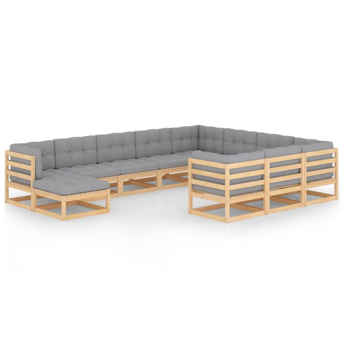 Set mobilier grădină cu perne, 11 piese, lemn masiv de pin WALTI