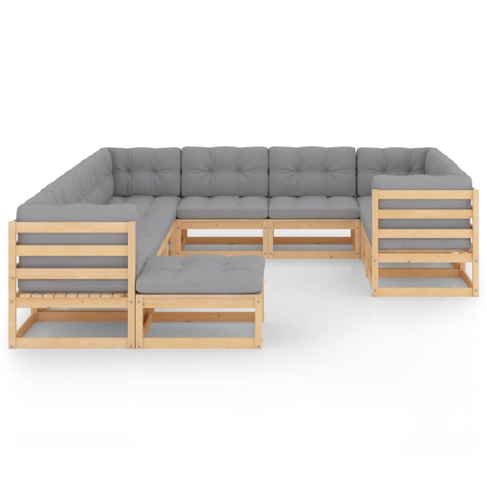 Set mobilier grădină cu perne, 11 piese, lemn masiv de pin WALTI