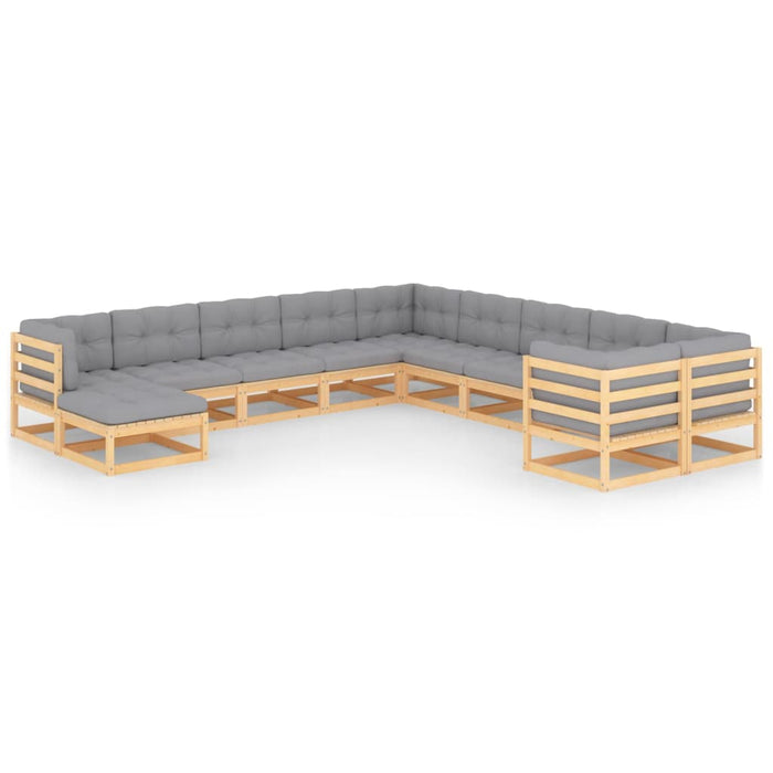 Set mobilier grădină cu perne, 11 piese, lemn masiv de pin WALTI