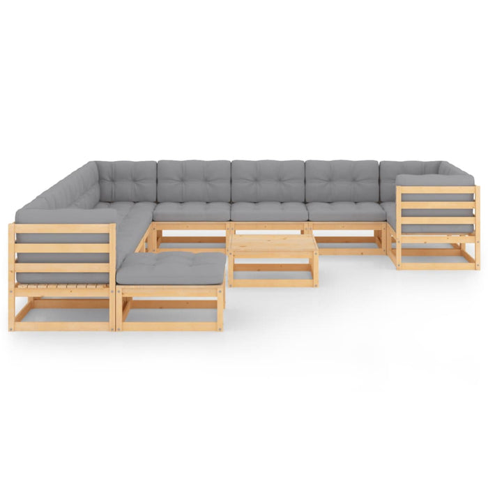 Set mobilier grădină cu perne, 12 piese, lemn masiv de pin WALTI