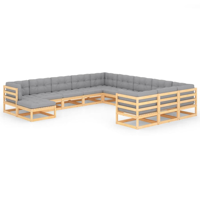 Set mobilier grădină cu perne, 12 piese, lemn masiv de pin WALTI