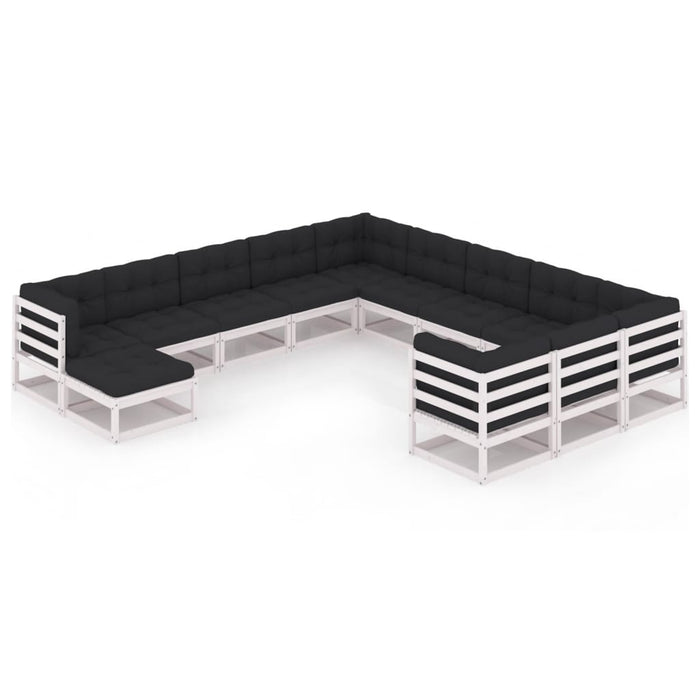 Set mobilier grădină cu perne, 12 piese, lemn masiv de pin WALTI