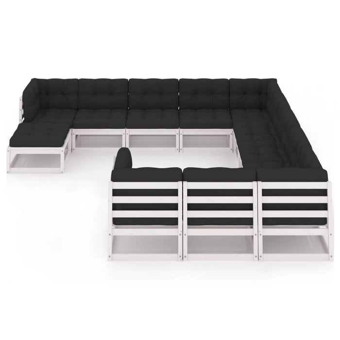 Set mobilier grădină cu perne, 12 piese, lemn masiv de pin WALTI
