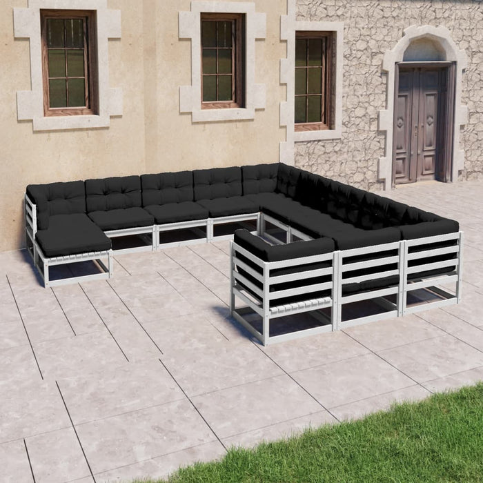 Set mobilier grădină cu perne, 12 piese, lemn masiv de pin WALTI