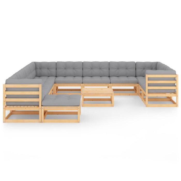 Set mobilier de grădină cu perne, 13 piese, lemn masiv de pin WALTI