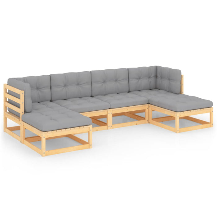 Set mobilier de grădină cu perne, 6 piese, lemn masiv de pin WALTI