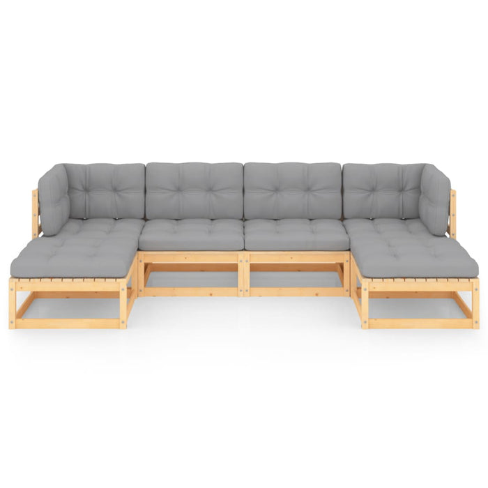 Set mobilier de grădină cu perne, 6 piese, lemn masiv de pin WALTI