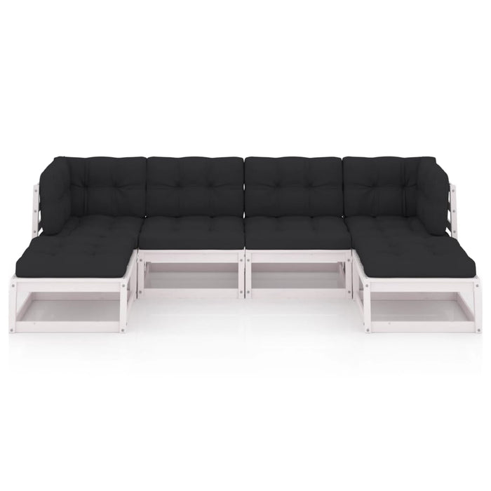 Set mobilier grădină cu perne, 6 piese, alb, lemn masiv de pin WALTI