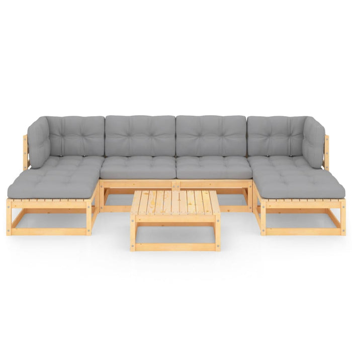 Set mobilier de grădină cu perne, 7 piese, lemn masiv de pin WALTI