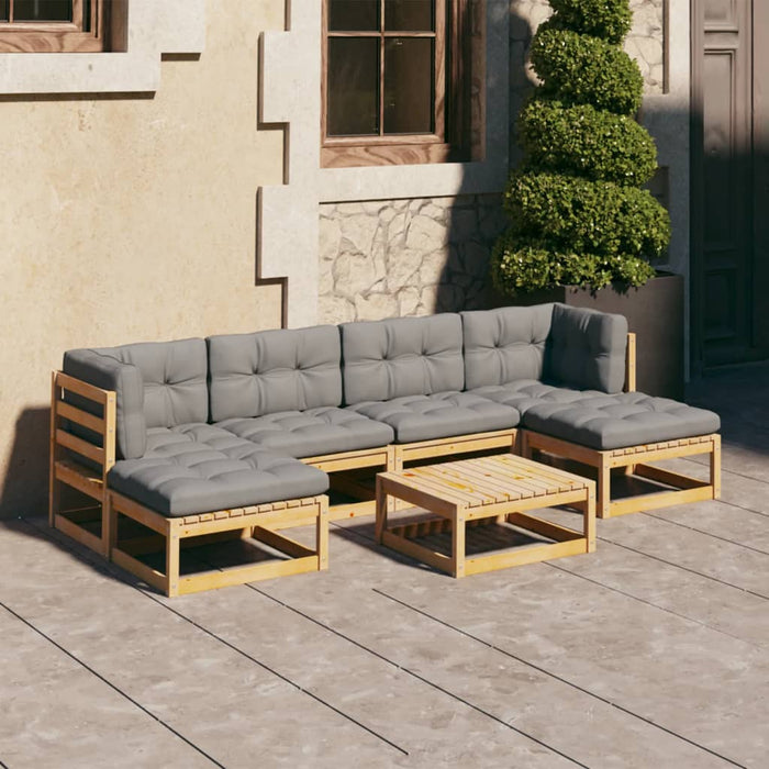Set mobilier de grădină cu perne, 7 piese, lemn masiv de pin WALTI