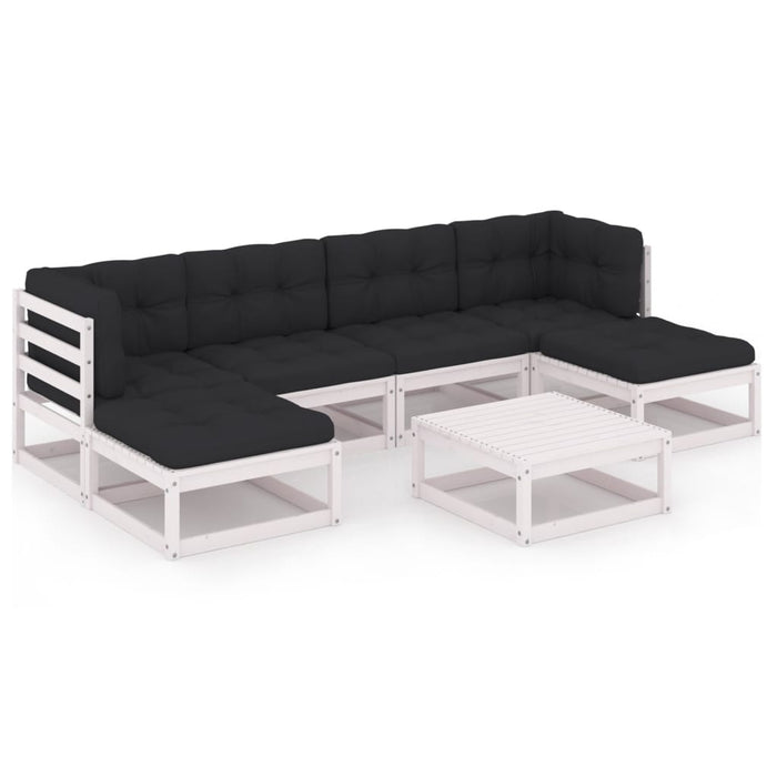Set mobilier de grădină cu perne, 7 piese, lemn masiv de pin WALTI