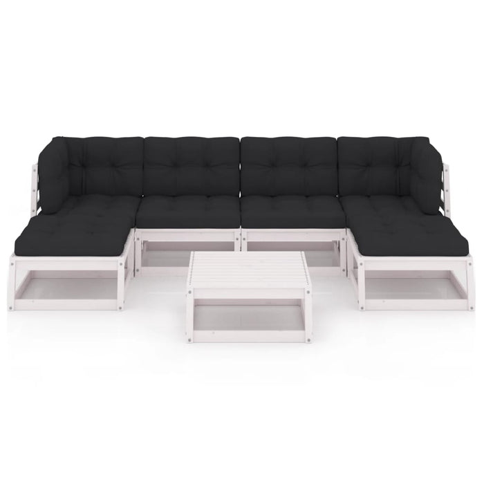 Set mobilier de grădină cu perne, 7 piese, lemn masiv de pin WALTI