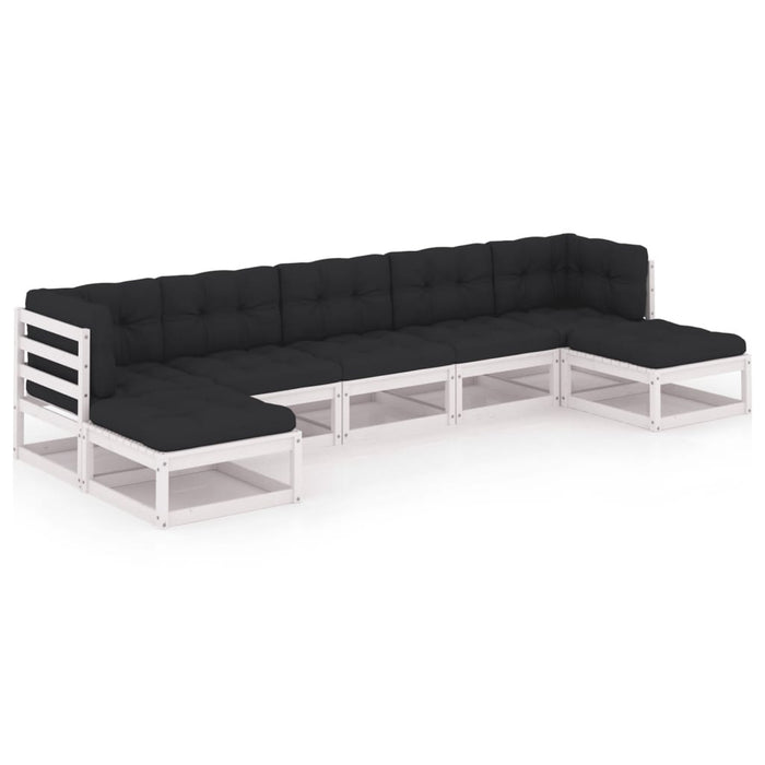 Set mobilier de grădină cu perne, 7 piese, lemn masiv de pin WALTI