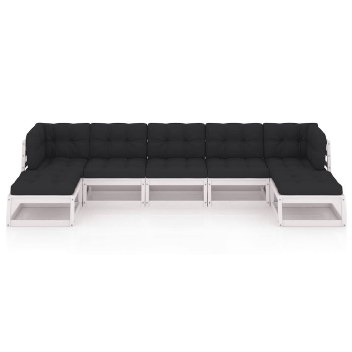 Set mobilier de grădină cu perne, 7 piese, lemn masiv de pin WALTI