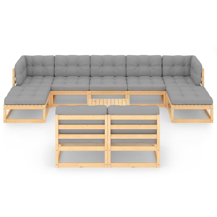 Set mobilier grădină cu perne, 10 piese, lemn masiv de pin WALTI