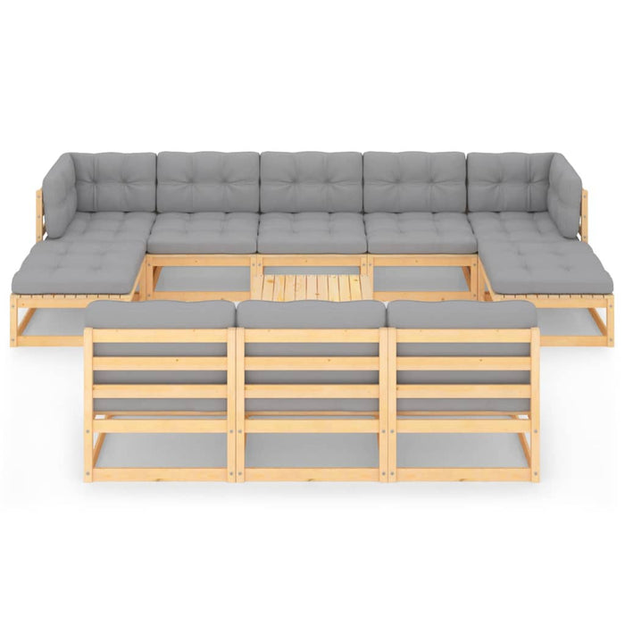 Set mobilier grădină cu perne, 11 piese, lemn masiv de pin WALTI