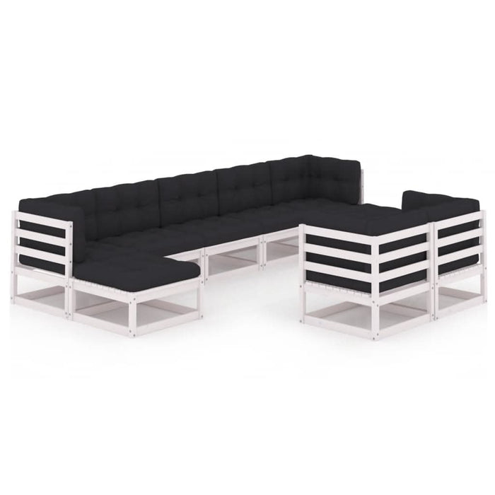 Set mobilier grădină cu perne, 9 piese, lemn masiv de pin alb WALTI