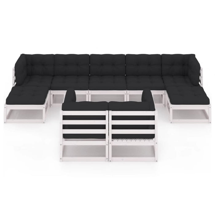 Set mobilier grădină cu perne, 9 piese, lemn masiv de pin alb WALTI