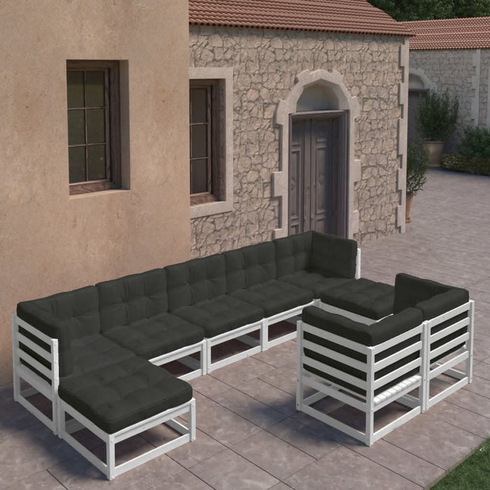 Set mobilier grădină cu perne, 9 piese, lemn masiv de pin alb WALTI