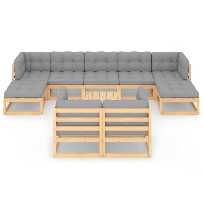 Set mobilier grădină cu perne, 10 piese, lemn masiv de pin WALTI