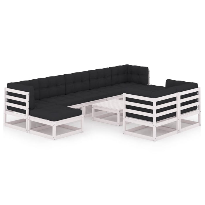 Set mobilier grădină cu perne, 10 piese, lemn masiv de pin WALTI