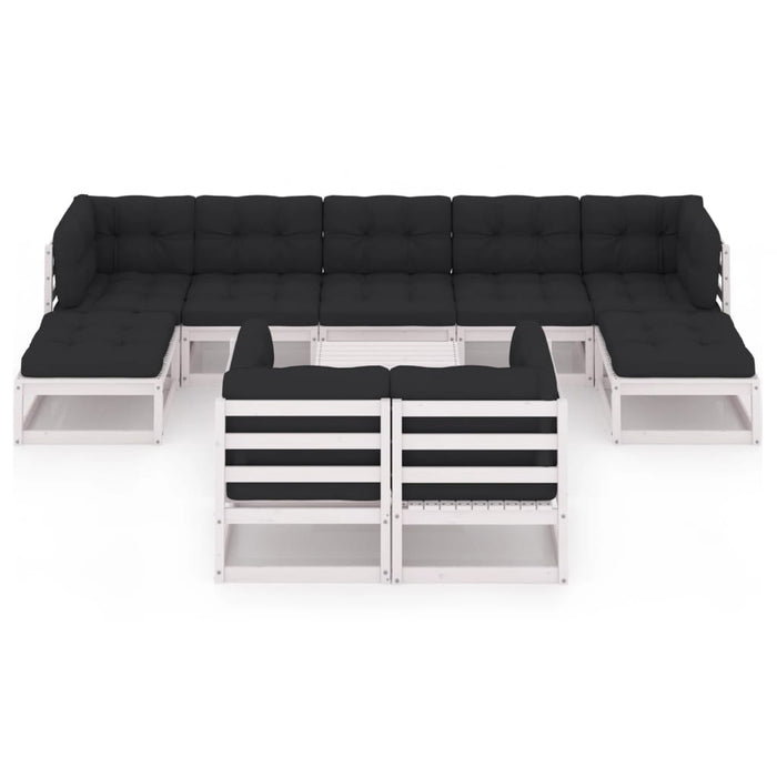 Set mobilier grădină cu perne, 10 piese, lemn masiv de pin WALTI