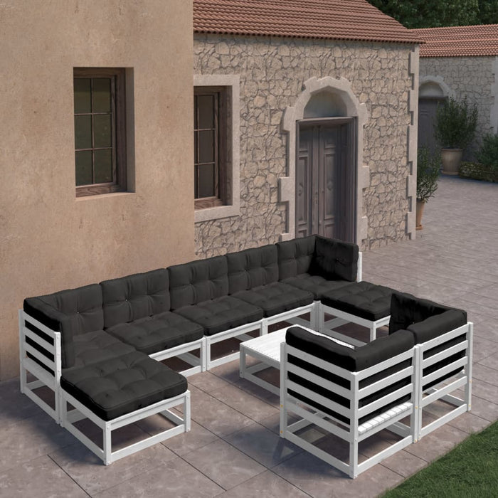 Set mobilier grădină cu perne, 10 piese, lemn masiv de pin WALTI