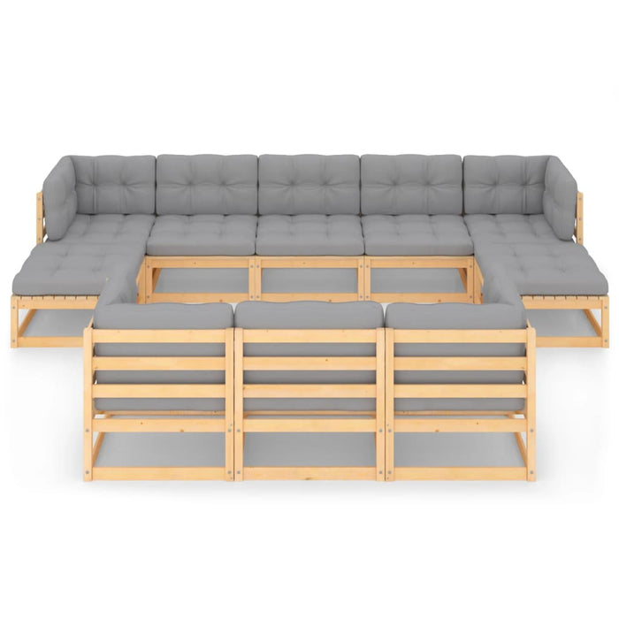 Set mobilier grădină cu perne, 10 piese, lemn masiv de pin WALTI