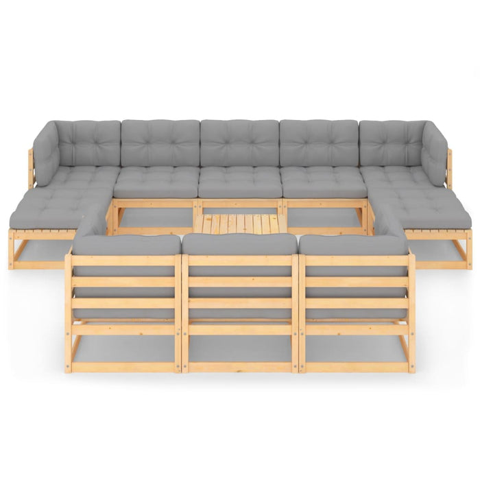 Set mobilier grădină cu perne, 11 piese, lemn masiv de pin WALTI