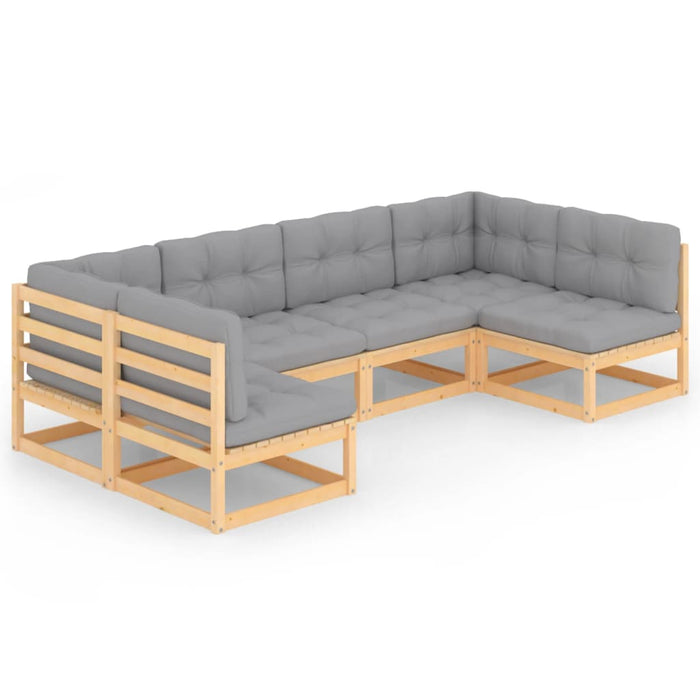 Set mobilier de grădină cu perne, 6 piese, lemn masiv de pin WALTI