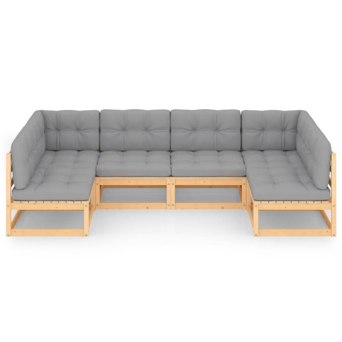Set mobilier de grădină cu perne, 6 piese, lemn masiv de pin WALTI