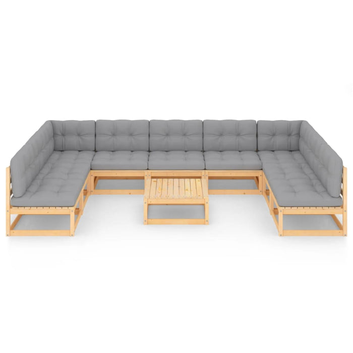 Set mobilier grădină cu perne, 10 piese, lemn masiv de pin WALTI