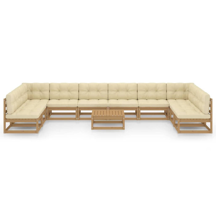 Set mobilier grădină cu perne, 11 piese, maro, lemn masiv pin WALTI