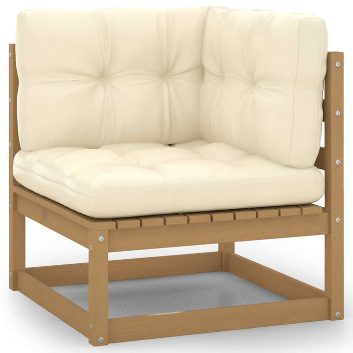 Set mobilier grădină cu perne, 11 piese, maro, lemn masiv pin WALTI