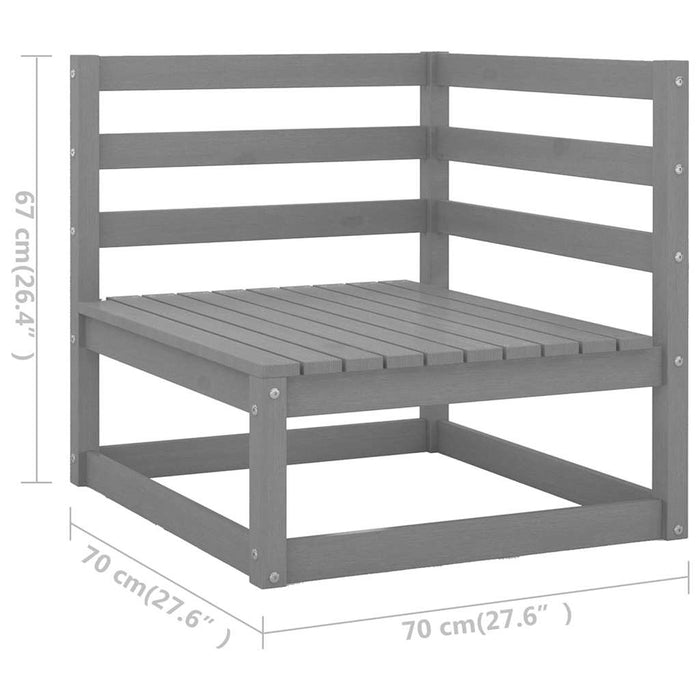 Set mobilier grădină cu perne, 9 piese, gri, lemn masiv de pin WALTI