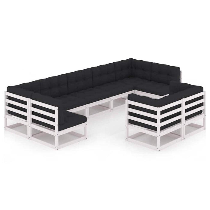 Set mobilier grădină cu perne, 9 piese, lemn masiv de pin alb WALTI