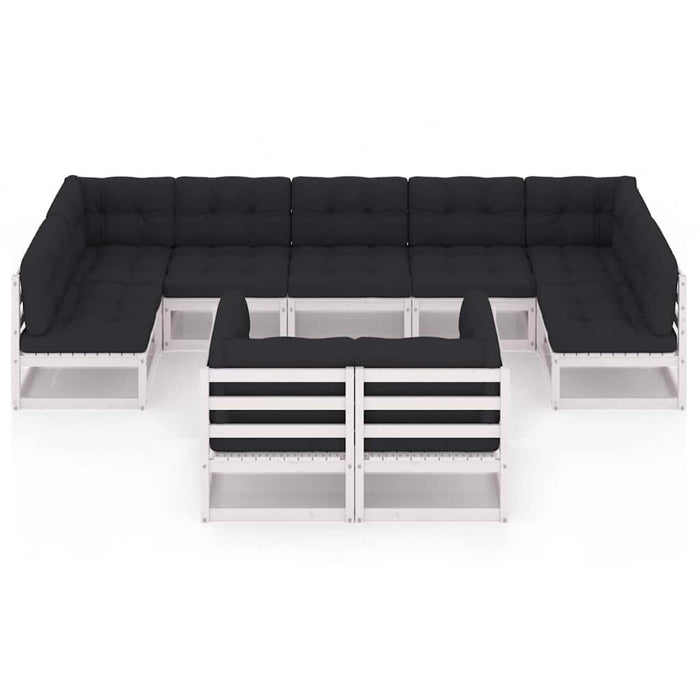 Set mobilier grădină cu perne, 9 piese, lemn masiv de pin alb WALTI