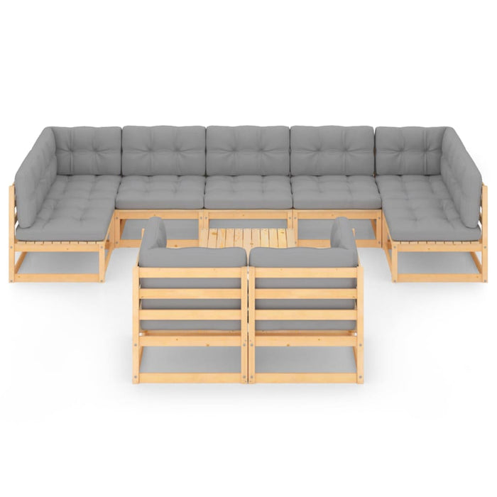Set mobilier grădină cu perne, 10 piese, lemn masiv de pin WALTI