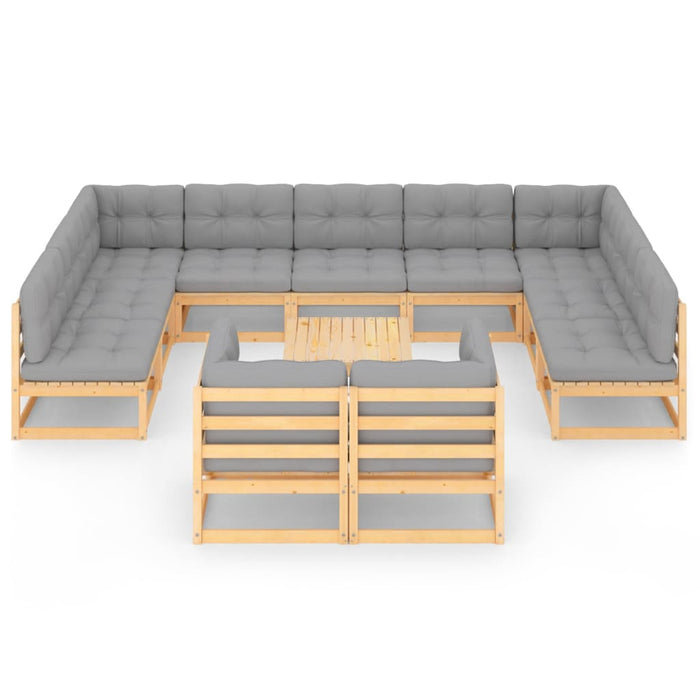 Set mobilier grădină cu perne, 12 piese, lemn masiv de pin WALTI