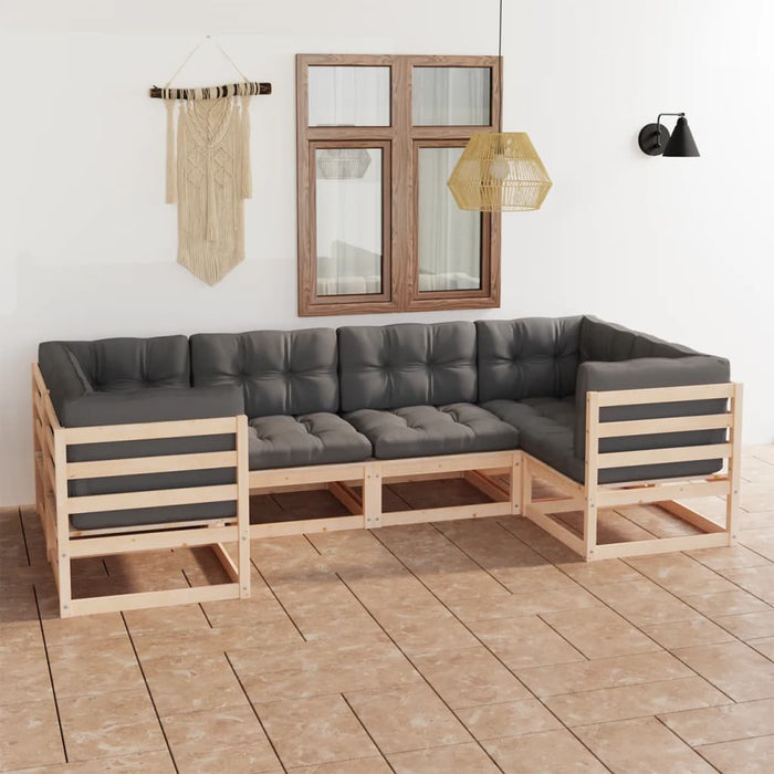 Set mobilier de grădină cu perne, 6 piese, lemn masiv de pin - WALTI WALTI