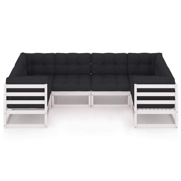 Set mobilier de grădină cu perne, 6 piese, alb, lemn masiv pin WALTI