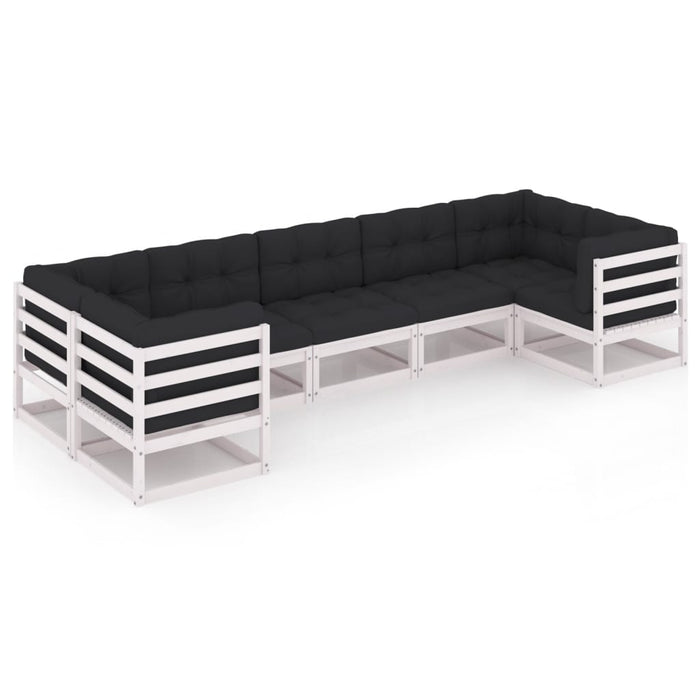 Set mobilier de grădină cu perne, 7 piese, lemn masiv de pin WALTI